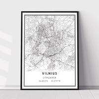 Vilnius, Lithuania Modern Style Map Print