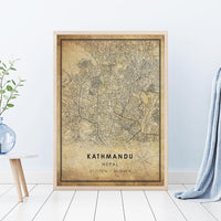 
              Kathmandu, Nepal Vintage Style Map Print 
            