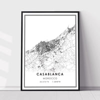 
               Casablanka, Morocco Modern Style Map Print 
            