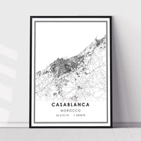  Casablanka, Morocco Modern Style Map Print 