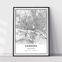 Hamburg, Germany Modern Style Map Print 