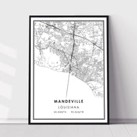 Mandeville, Louisiana Modern Map Print