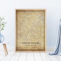 
              Chester Springs, Pennsylvania Vintage Style Map Print 
            