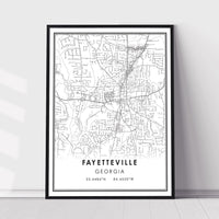 Fayetteville, Georgia Modern Map Print 