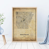 
              Arkansas, USA Vintage Style Map Print 
            