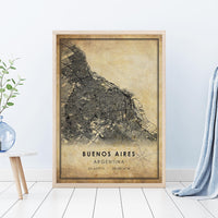 
              Buenos Aires, Argentina Vintage Style Map Print 
            