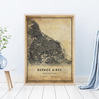 Buenos Aires, Argentina Vintage Style Map Print 