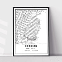 Hoboken, New Jersey Modern Map Print 