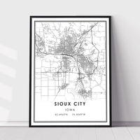 Sioux City, Iowa Modern Map Print 