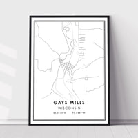 Gays Mills, Wisconsin Modern Map Print 