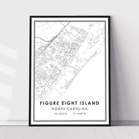 Figure Eight Island, North Carolina Modern Map Print 