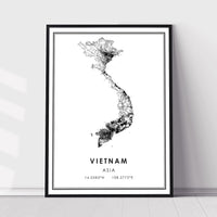 
              Vietnam, Asia Modern Style Map Print
            