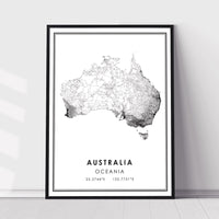 
              Australia, Oceania Modern Style Map Print 
            