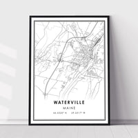 
              Waterville, Maine Modern Map Print 
            