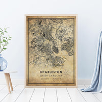 Charleston, South Carolina Vintage Style Map Print 