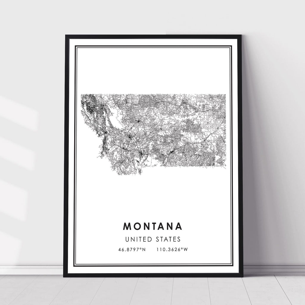Montana, United States Modern Style Map Print