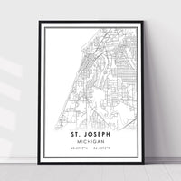 St. Joseph, Michigan Modern Map Print 