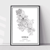 
              Serbia, Europe Modern Style Map Print 
            