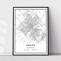 Guelph, Ontario Modern Style Map Print 