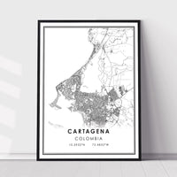 Cartagena, Colombia Modern Map Print 
