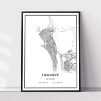 
              Iquique, Chile Modern Style Map Print
            