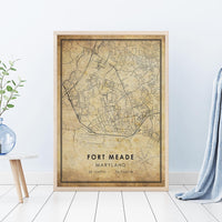 
              Fort Meade, Maryland Vintage Style Map Print 
            