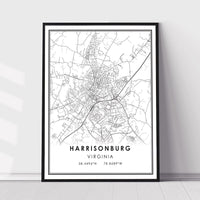 Harrisonburg, Virginia Modern Map Print 