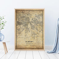 
              Albany, Georgia Vintage Style Map Print 
            