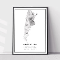 
              Argentina, South America Modern Style Map Print 
            