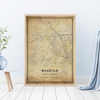 
              Wharton, New Jersey Vintage Style Map Print 
            