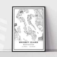 Whidbey Island, Washington Modern Map Print 