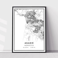 
              Agadir, Morocco Modern Style Map Print 
            