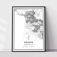 Agadir, Morocco Modern Style Map Print 