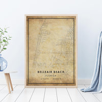 
              Belleair Beach, Florida Vintage Style Map Print 
            