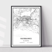 
              Fairbanks, Alaska Modern Map Print 
            