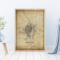 Abilene, Texas Vintage Style Map Print 