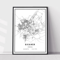 
              Bikaner, India Modern Style Map Print 
            