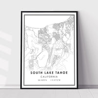 
              South Lake Tahoe, California Modern Map Print 
            