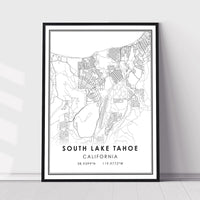 South Lake Tahoe, California Modern Map Print 