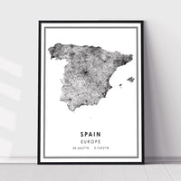 
              Spain, Europe Modern Style Map Print 
            