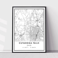 Cuyahoga Falls, Ohio Modern Map Print 