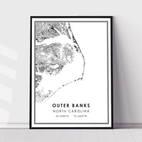 
              Outer Banks, North Carolina Modern Map Print 
            