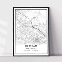 Chatham, New Jersey Modern Map Print 