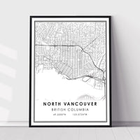 
              North Vancouver, British Columbia Modern Style Map Print 
            