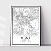 
              Preston, England Modern Style Map Print
            