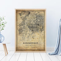 
              Albuquerque, New Mexico Vintage Style Map Print 
            