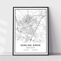 Bowling Green, Kentucky Modern Map Print 