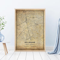 
              Bellmawr, New Jersey Vintage Style Map Print 
            