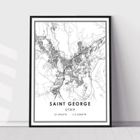 Saith George, Utan Modern Map Print 