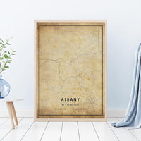 
              Albany, Wyoming Vintage Style Map Print 
            